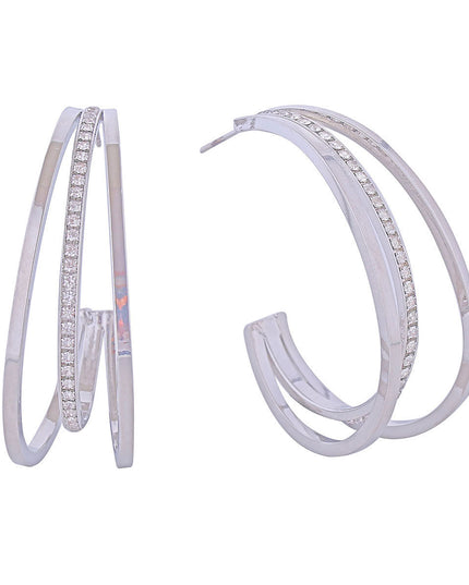 Hoop White Gold Medium Triple Earring Women