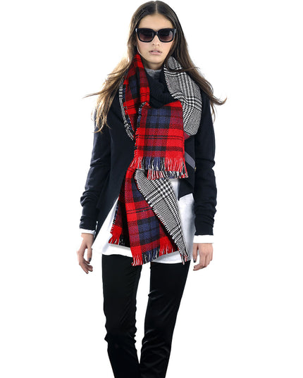 Red and Blue Tartan Reversible Scarf