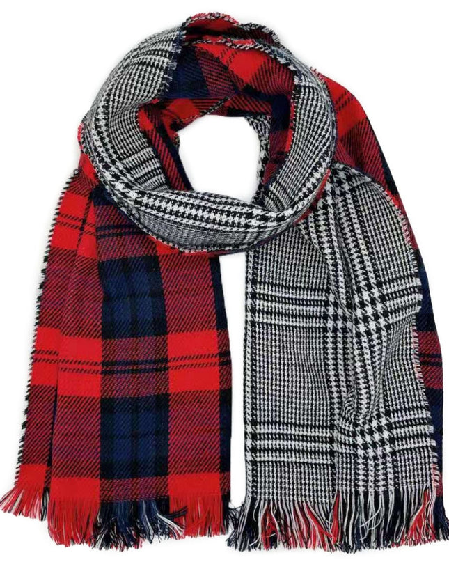 Red and Blue Tartan Reversible Scarf