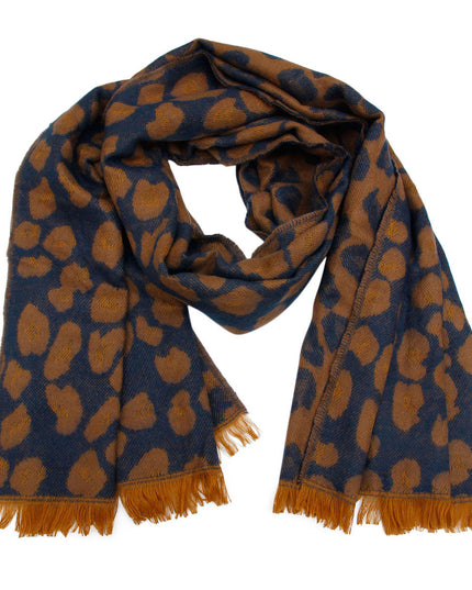 Navy Leopard Reversible Cozy Scarf