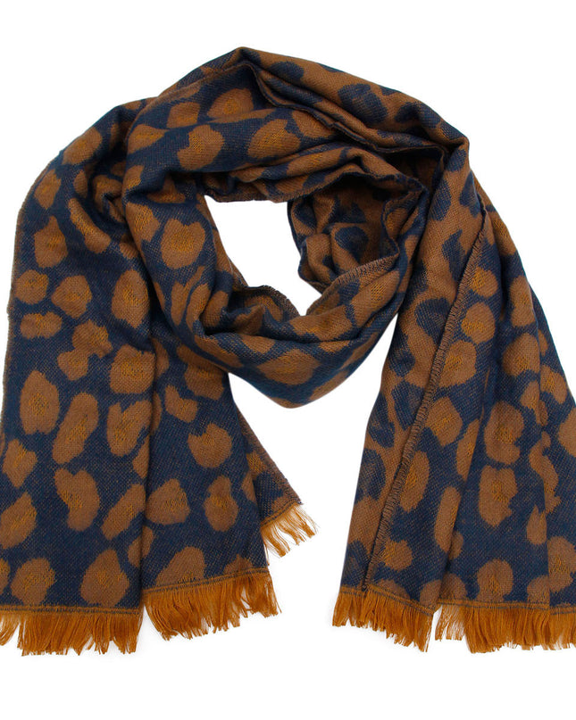Navy Leopard Reversible Cozy Scarf