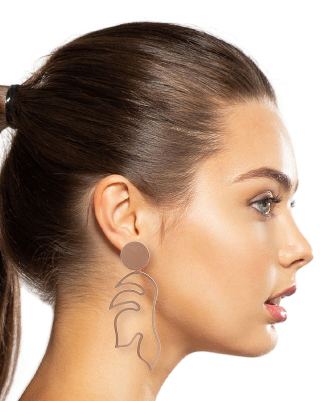Matte Rose Gold Metal Leaf Earrings