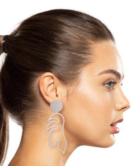 Matte Silver Metal Leaf Earrings