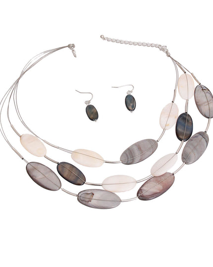 Gray Bead Wire Layered Necklace