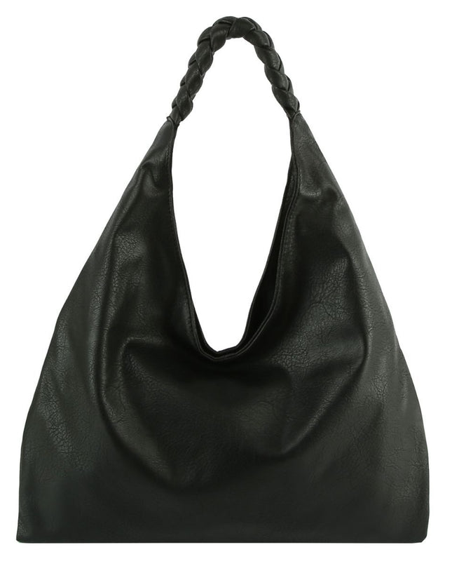 Black Braided Hobo Bag