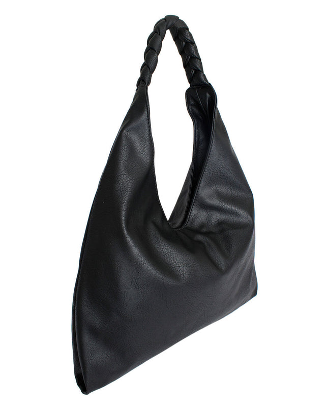 Black Braided Hobo Bag