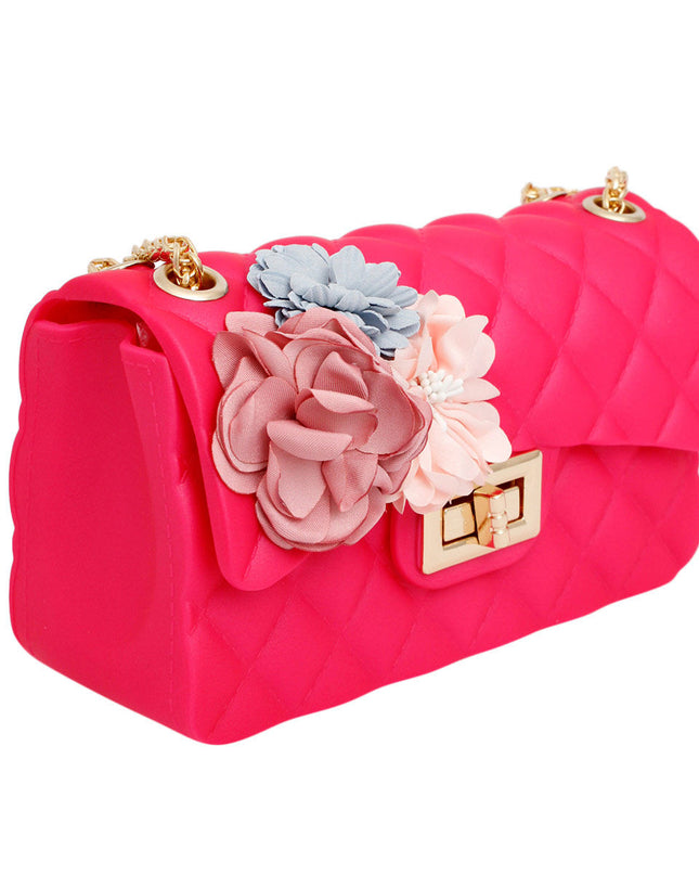 Purse Fuchsia Quilted Jelly Crossbody Bag Women