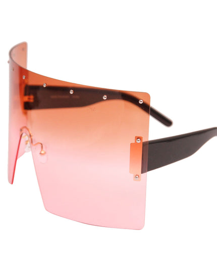 Brown Flat Top Shield Sunglasses