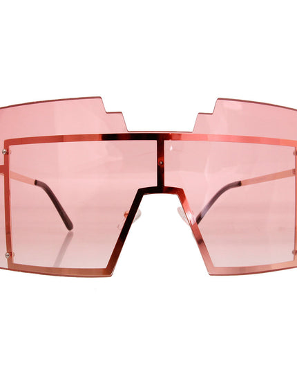Pink Geometric Shield Sunglasses