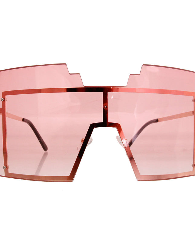 Pink Geometric Shield Sunglasses