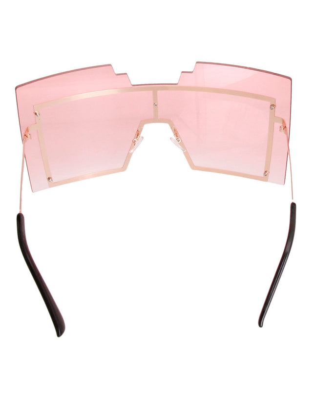 Pink Geometric Shield Sunglasses