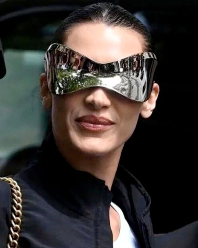 Sunglasses Mask Wrap Silver Eyewear for Women