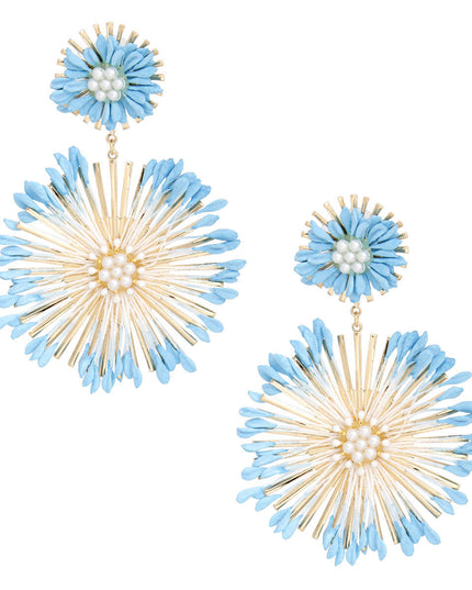 Dangle Blue Wildflower Large Earrings for Women