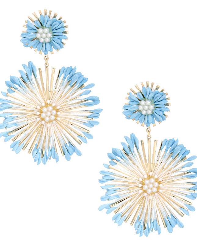 Dangle Blue Wildflower Large Earrings for Women