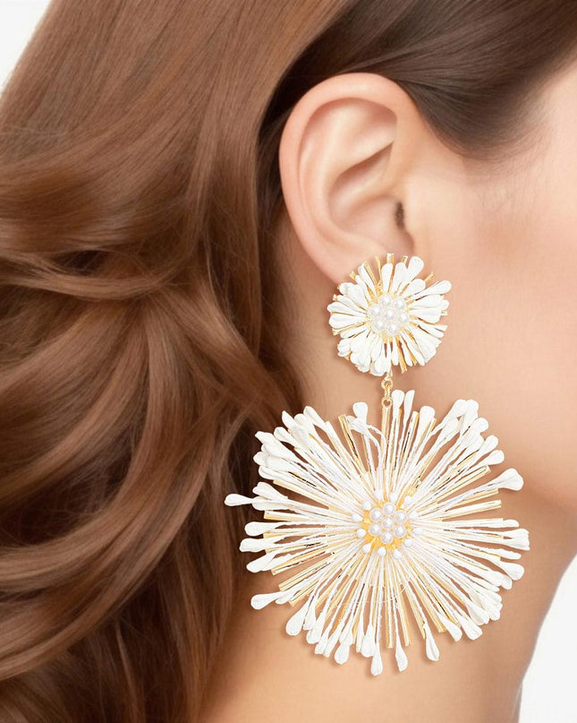 Dangle Ivory Wildflower Large Earrings for Women