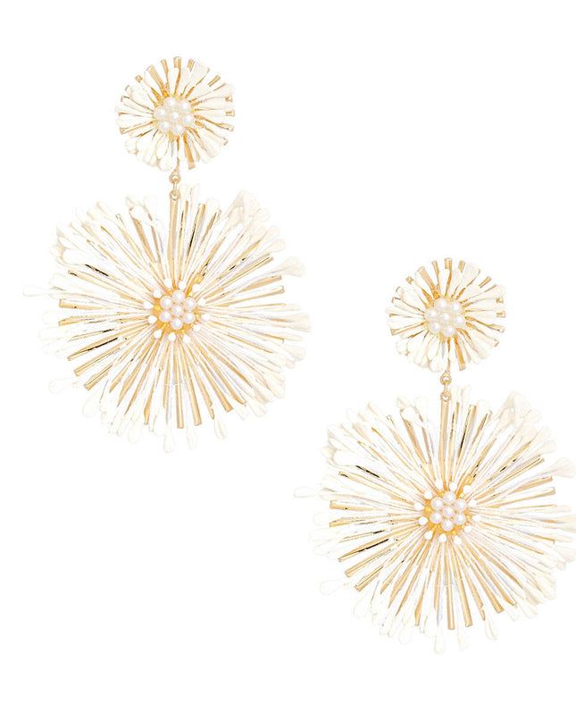 Dangle Ivory Wildflower Large Earrings for Women