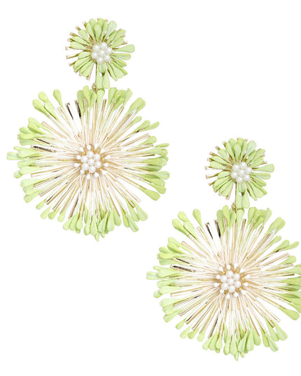 Dangle Mint Wildflower Large Earrings for Women