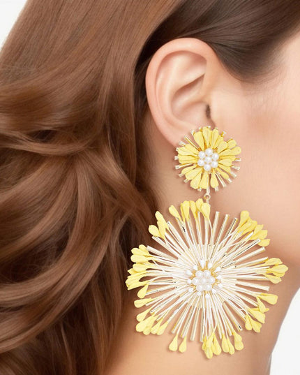 Dangle Yellow Wildflower Large Earrings for Women