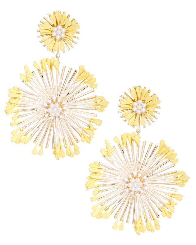 Dangle Yellow Wildflower Large Earrings for Women