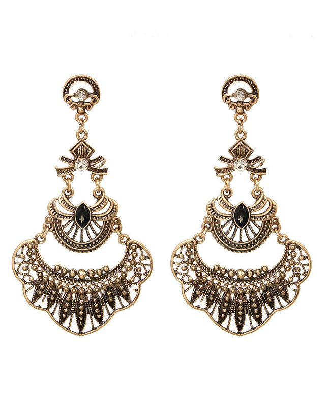 Metal Drop Burnished Gold Earrings