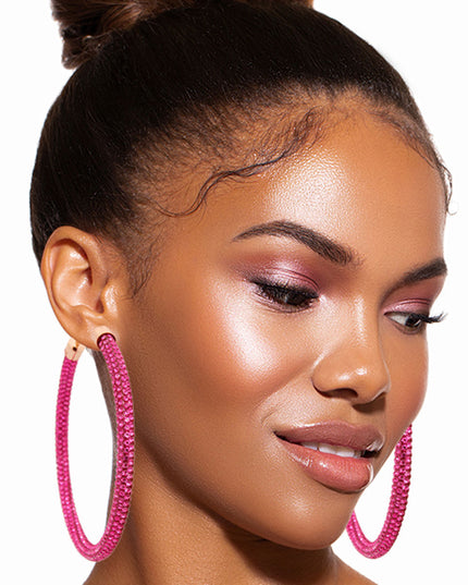 80mm Pink Stone Hoops