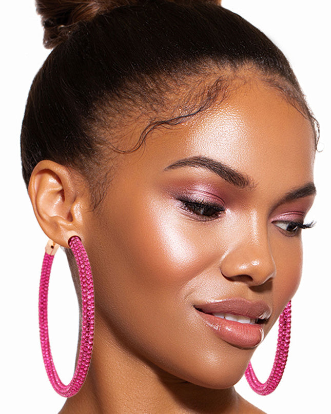 80mm Pink Stone Hoops