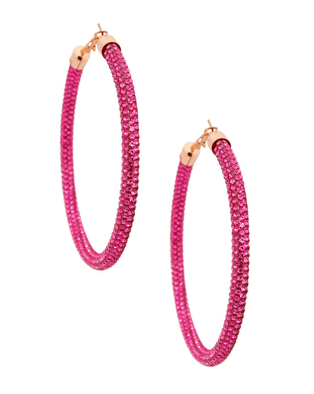 80mm Pink Stone Hoops