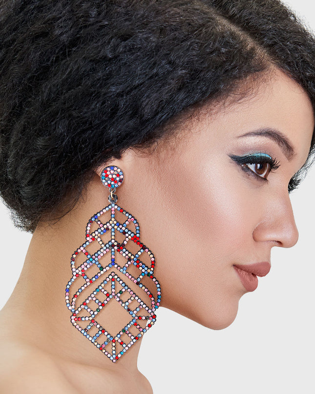 Multi Filigree Rhinestone Earrings