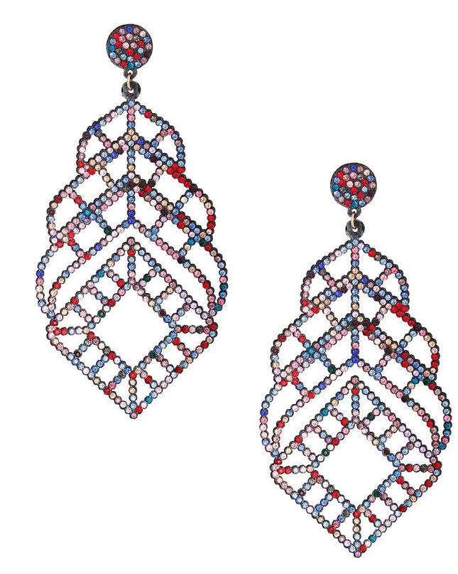 Multi Filigree Rhinestone Earrings