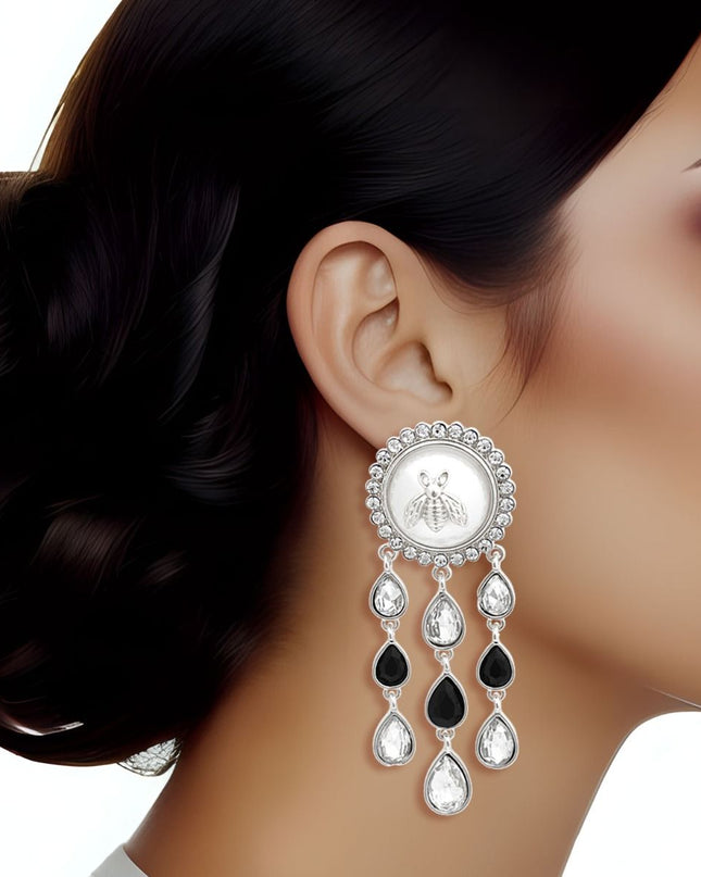 Vintage Look Silver Bee Earrings