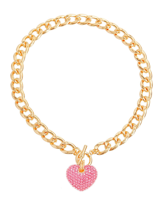 Pink Heart Toggle Necklace