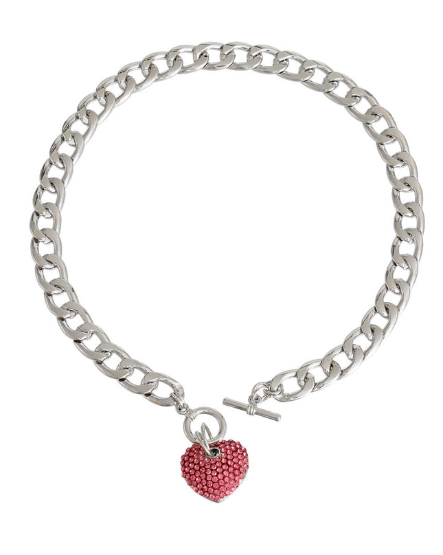 Pink Heart Silver Chain