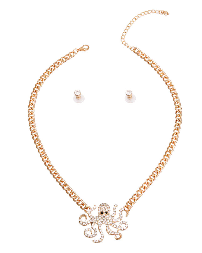 Gold Octopus Pendant Necklace