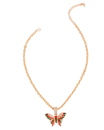 Red and Green Flutter Mini Butterfly Necklace