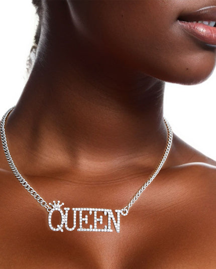 Silver Iced Queen Necklace