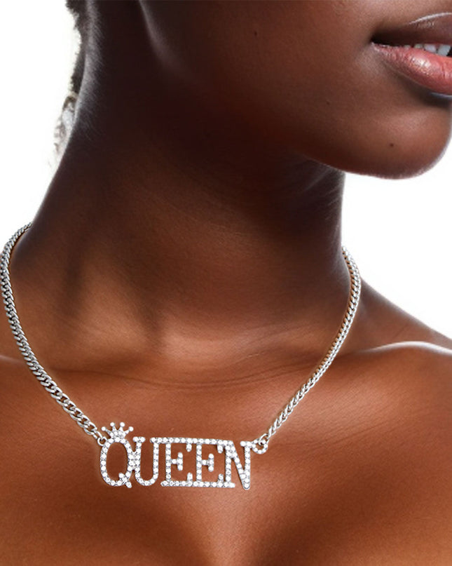 Silver Iced Queen Necklace