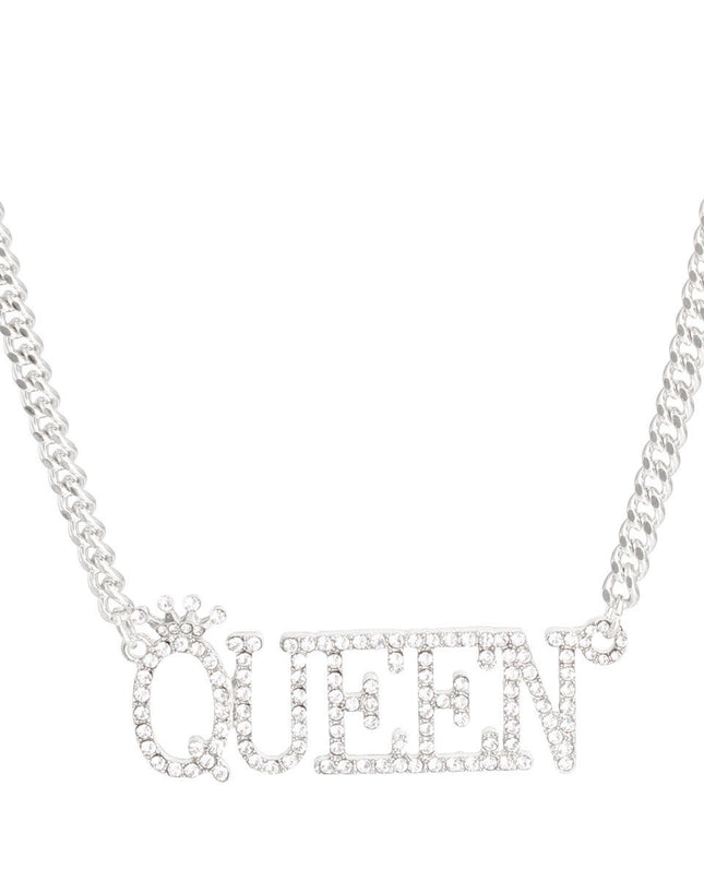 Silver Iced Queen Necklace
