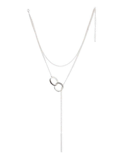 Silver Greek Key Lariat Necklace