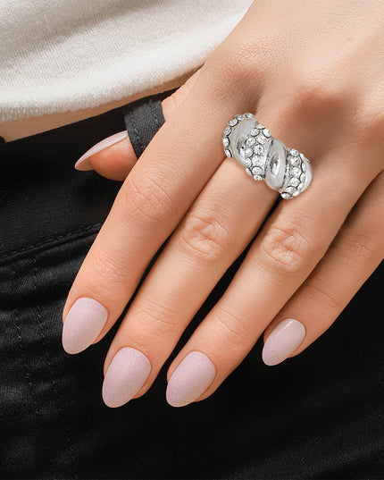 Silver Twisted Swivel Cocktail Ring