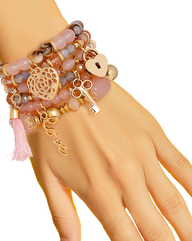 Blush Glass Bead Love Bracelets