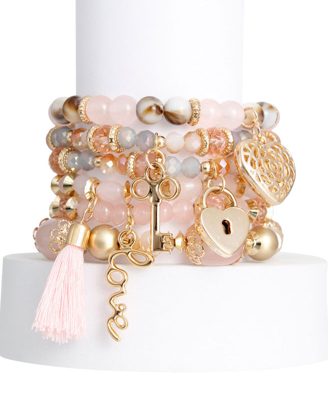 Blush Glass Bead Love Bracelets