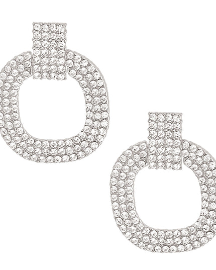 Silver Pave Squared Earrings