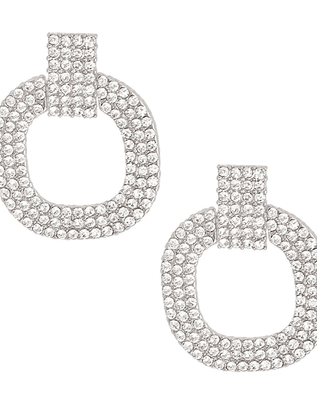 Silver Pave Squared Earrings