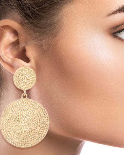 Gold Rope Double Round Earrings