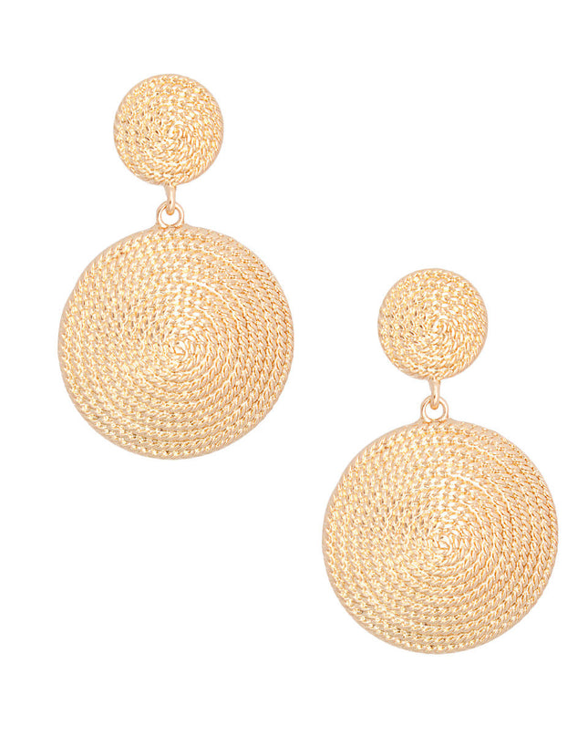 Gold Rope Double Round Earrings