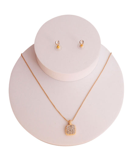 Gold Square Pave Mini Pendant Necklace