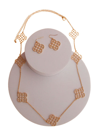 Long Gold Clover Chain Necklace