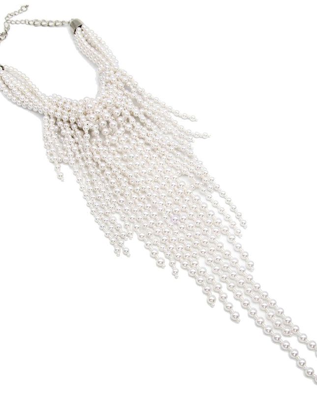 White Clustered Fringe Pearl Set