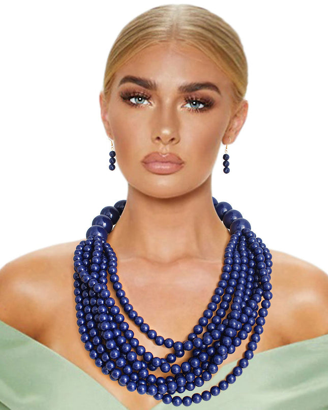 Navy Bubble Gum Bead Set