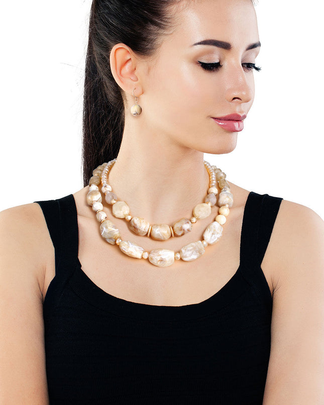 Light Brown Marbled Bead Set